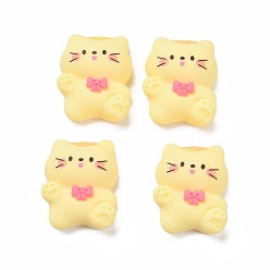 Yellow Opaque Resin Cabochons, Cat, Yellow, 21.5x17x8mm