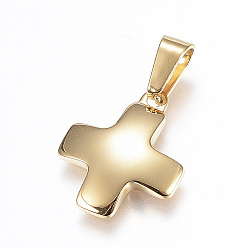 Oro 304 encantos de acero inoxidable, cruz griega, dorado, 18x15x2.5 mm, agujero: 7x3.5 mm