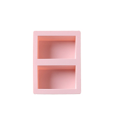 Pink Moules en silicone de savon de bricolage, pour la fabrication de savons artisanaux, 2 cavités, rectangle, rose, 132x100mm, diamètre intérieur : 80x50x32mmmm
