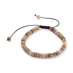 Сумасшедший Агат Плетеные браслеты из бисера, с натуральными безумными бусинами из агата и нейлоновой нитью, 58~89 мм