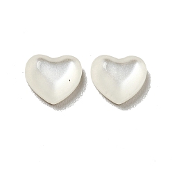 Floral White Resin Cabochons, Pearlized, Imitation Cat Eye, Heart, Floral White, 5.5x6x2mm