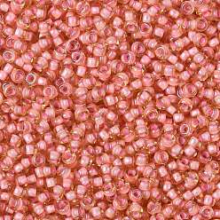 (924) Peach Lined Topaz Cuentas de semillas redondas toho, granos de la semilla japonés, (924) topacio rayado durazno, 8/0, 3 mm, agujero: 1 mm, Sobre 1110 unidades / 50 g