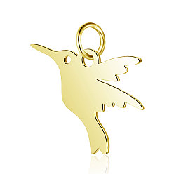 Golden 304 Stainless Steel Charms, Bird, Golden, 13x17x1mm, Hole: 3mm