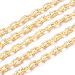 Champagne Yellow ABS Plastic Cable Chains, Oval, Champagne Yellow, 13.5~14x8x2mm, 14.9 inch~15.35 inch(38~39cm)/strand