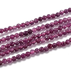 Ruby Natural Ruby/Red Corundum Beads Strands, Faceted, Round, 2mm, Hole: 0.3mm, about 170pcs/strand, 15.35 inch(39cm)
