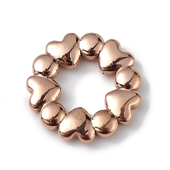 Oro Rosa Revestimiento iónico (ip) 304 anillos de unión de acero inoxidable, anillo del corazón, oro rosa, 18x3 mm, diámetro interior: 8.5 mm