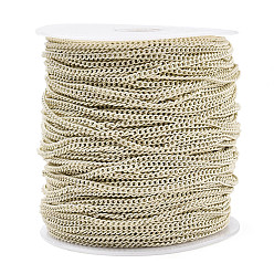 Beige Electrophoresis Iron Twisted Chains, Unwelded, with Spool, Solid Color, Oval, Beige, 3x2.2x0.6mm, about 328.08 Feet(100m)/roll