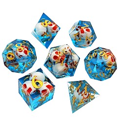 Light Sky Blue Transparent Acrylic Polyhedral Dice Set, for Playing Tabletop Games, Square, Rhombus, Triangle & Polygon, Light Sky Blue, 135x80x30mm, 7Pcs/set