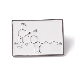 Blanc Broche en émail à motif de structure moléculaire, badge en alliage rectangle pour la journée des enseignants, gris anthracite, blanc, 21x30.5x1.5mm, pin: 1 mm