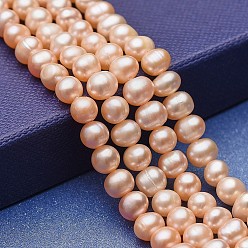 Pearl Natural Cultured Freshwater Pearl Beads Strands, Potato, Bisque, 5.5~7x5~6mm, Hole: 0.6mm, about 66pcs/strand, 14.17 inch(36cm)