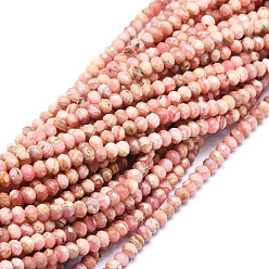 Rhodochrosite Natural Argentina Rhodochrosite Beads Strands, Faceted, Rondelle, 4.5~5x3~3.5mm, Hole: 0.8mm, about 106pcs/strand, 15.43''(39.2cm)