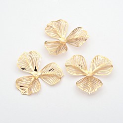 Light Gold 3-Petal Flower Rack Plating Iron Bead Caps, Light Gold, 46x47x0.3mm, Hole: 2mm