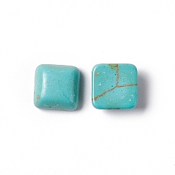 Cyan Foncé Accessoires d'artisanat teinté turquoise synthétique pierres précieuses dos plat cabochons, carrée, dark cyan, 10x10x4mm