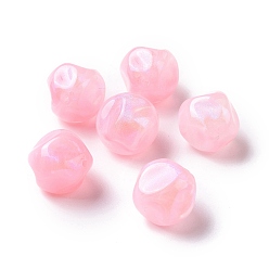 Бледно-Розовый Непрозрачные акриловые бусины, блеск бисера, Твист круглые, розовый жемчуг, 15.5x14.5x15.5 мм, отверстие : 1.8 мм, Около 230 шт / 500 г