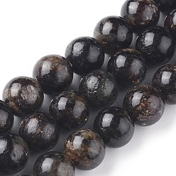 Biotite Perles naturelles biotite brins, ronde, noir, 8mm, Trou: 1mm, Environ 50 pcs/chapelet, 15.91 pouce (40.4 cm)