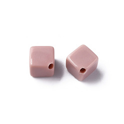 Pink Perles acryliques opaques, cube, rose, 13x14.5x14.5mm, Trou: 2mm, environ530 pcs / 500 g