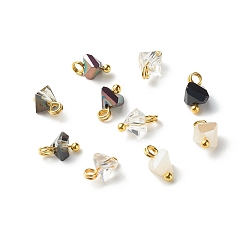 Clear Electroplate Glass Charms, with Brass Ball Head Pins, Triangle, Clear, 8x6x4.5mm, Hole: 1.8mm
