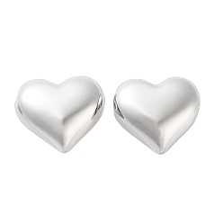 Platine Boucles d'oreilles en laiton pour femmes, cœur, platine, 17x18mm