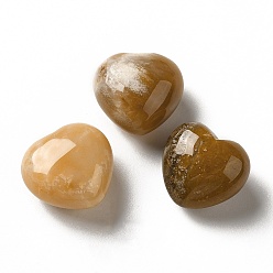 Calcédoine Calcédoine jaune naturelle coeur pierre d'amour, pierre de palme de poche pour équilibrer le reiki, 18.5~20x19.5~21x12~13mm