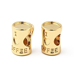 Real 18K Gold Plated Rack Plating Brass Charms, Cadmium Free & Lead Free, Cup with Word I Love Coffee, Real 18K Gold Plated, 11.5x11x8mm, Hole: 4.5mm