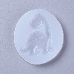 Blanco Moldes de silicona de grado alimenticio, moldes de resina, para resina uv, fabricación de joyas de resina epoxi, dinosaurio, blanco, 65x57x7 mm, dinosaurio: 50x42 mm