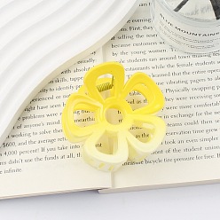 Yellow Gradient Hollow Flower Plastic Claw Hair Clips, Hair Accessories for Women Girl, Yellow, 65x60mm