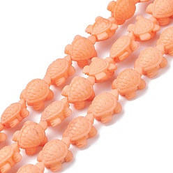 Orange Chapelets de perles de corail synthétique , teint, tortue, orange, 15x12x7mm, Trou: 2mm, Environ 22 pcs/chapelet, 11.5 pouce