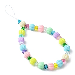 Coloré Sangles mobiles en perles acryliques citrouille, Décoration d'accessoires mobiles en fil de nylon, colorées, 21.5 cm