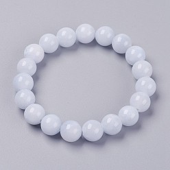 Lavande Bracelet élastique avec perles de jade jaune naturel, teint, ronde, lavande, 2 pouce (5 cm), perles: 6 mm
