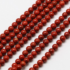 Jaspe Rouge Jaspe rouge naturel brins de perles rondes, 2mm, Trou: 0.8mm, Environ 184 pcs/chapelet, 16 pouce