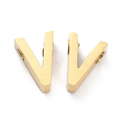 Letter V Ионное покрытие (ip) 304 брелоки из нержавеющей стали, алфавит, золотые, letter.v, 8x5.5x3 мм, отверстие : 1.8 мм