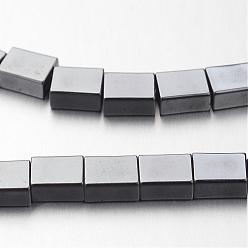 Original Color Non-magnetic Synthetic Hematite Bead Strands, Rectangle Slide Charms, Original Color, 6x5x3mm, Hole: 3x1mm, about 67pcs/strand, 15.7 inch