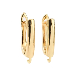 Golden Brass Hoop Earring Findings, Latch Back with Horizontal Loops, Golden, 18x10x3mm, Hole: 2mm, Pin: 1mm