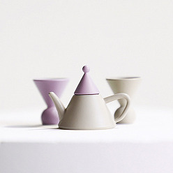 Prune Vaisselle miniature, Théière en alliage et ensemble de tasses à thé en forme de chapeau de noël, pour la décoration de la maison de poupée, prune, 13x16 & mm 28x22 mm, 3 pièces / kit