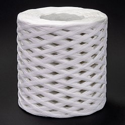 Blanc Ruban de raphia, ficelle de papier d'emballage, pour emballage cadeau, décor de fête, tissage artisanal, blanc, 3~4mm, environ 200 m / bibone 
