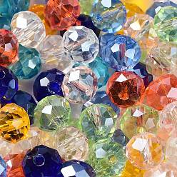 Mixed Color Glass Beads, Faceted, Rondelle, Mixed Color, 10x8mm, Hole: 1mm, about 67pcs/60g