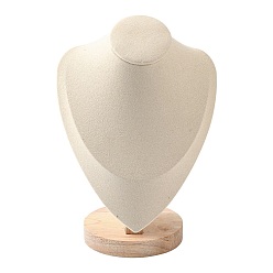 PapayaWhip Microfiber Wooden Necklace Displays, PapayaWhip, 16.5x11x22.5~23cm