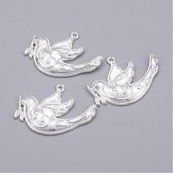 Silver Tibetan Style Alloy Pendants, Peace Dove, Lead Free & Cadmium Free, Silver, 21x28x3mm, Hole: 1.5mm