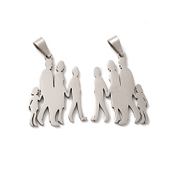 Stainless Steel Color 201 Stainless Steel Pendants, Family Charms, Stainless Steel Color, 27x19.8x1.4mm, Hole: 6.5x3.3mm