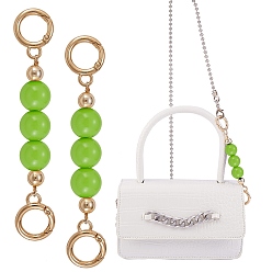 Yellow Green Bag Extension Chain, with ABS Plastic Beads and Light Gold Alloy Spring Gate Rings, for Bag Replacement Accessories, Yellow Green, 13.8cm