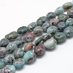 Larimar Natural Larimar Beads Strands, Grade B, Oval, 8~15x7~12x4~12mm, Hole: 1mm, about 30~45pcs/strand, 15.7 inch