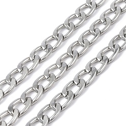 Платина Овальные бордюрные цепи из оксидированного алюминия, несварные, с катушкой, платина, ссылка: 16.5x12x2.5 mm