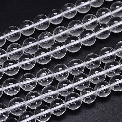 Clear Round Natural Grade A Quartz Crystal Beads Strands, Rock Crystal Beads, Clear, 6mm, Hole: 1.2mm, about 65pcs/strand, 15.5 inch