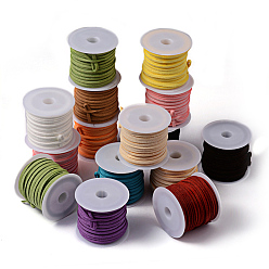Mixed Color Faux Suede Cord, Faux Suede Lace, Mixed Color, 3x1.5mm, about 5.46 yards(5m)/roll, 25rolls/bag