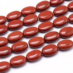 Jaspe Rouge Jaspe rouge naturel plates brins ovales de perles, 14x10x6mm, Trou: 1mm, Environ 29 pcs/chapelet, 15.7 pouce