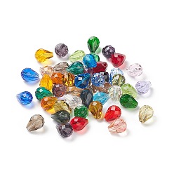 Color mezclado Imitación perlas de cristal austriaco, aaa grado, facetados, gota, color mezclado, 8x10 mm, agujero: 0.9~1 mm