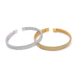 Mixed Color Unisex 304 Stainless Steel Mesh Bangles, Cuff Bangles, Mixed Color, 2-1/4 inch(5.7cm)