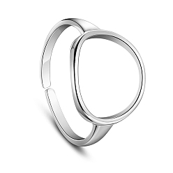 Platinum SHEGRACE Simple Design Rhodium Plated 925 Sterling Silver Finger Rings, with Circle, Platinum, Size 7, 17mm