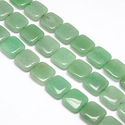 Green Aventurine Natural Square Green Aventurine Beads Strands, Flat Slice Beads, 20x20x6mm, Hole: 1mm, about 20pcs/strand, 15.74 inch