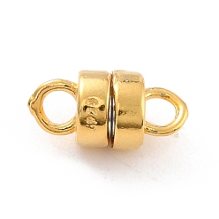 Golden 925 Sterling Silver Magnetic Clasps, Column, Golden, 11x5mm, Hole: 2mm